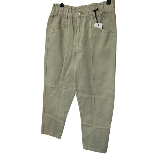 Forever 21 Paper Bag Green Cinched Waist Relaxed Fit Denim Jean High Rise - Picture 2 of 8